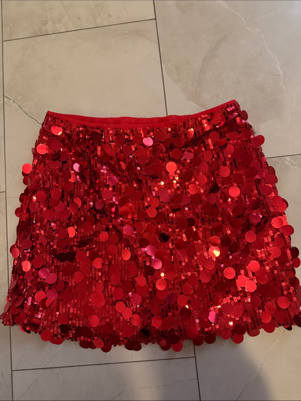Red Sequin Mini Skirt - Women
